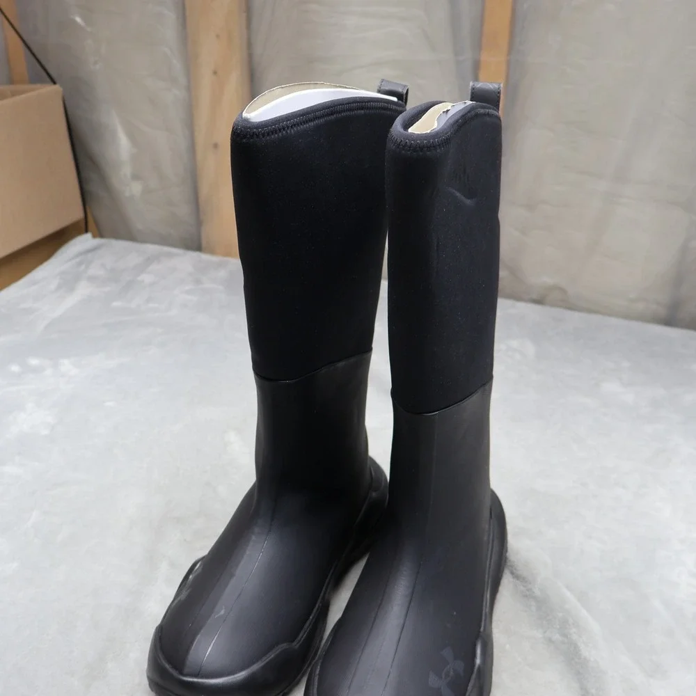 Under Armour Men 9 Mud Freak Boots Black Stormproof Tall Rubber Utility Rain NWD